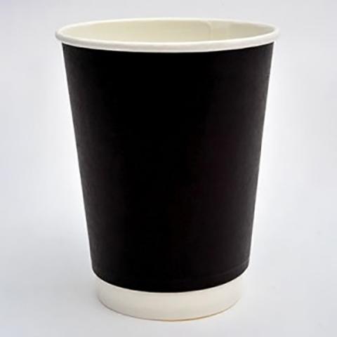 Xάρτινα Ποτήρια Διπλού Τοιχώματος 12oz Matte Mαύρα-25 τμχ